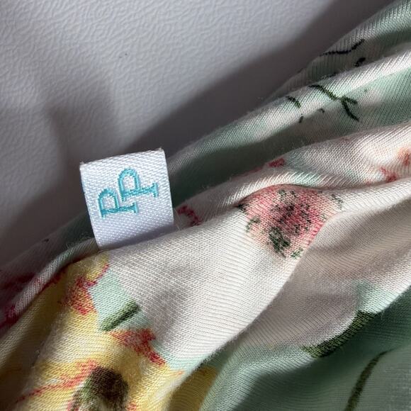 Posh Peanut Girls Short Sleeve Twirl Dress 6T Pale Green Floral READ FLAW - Picture 7 of 10